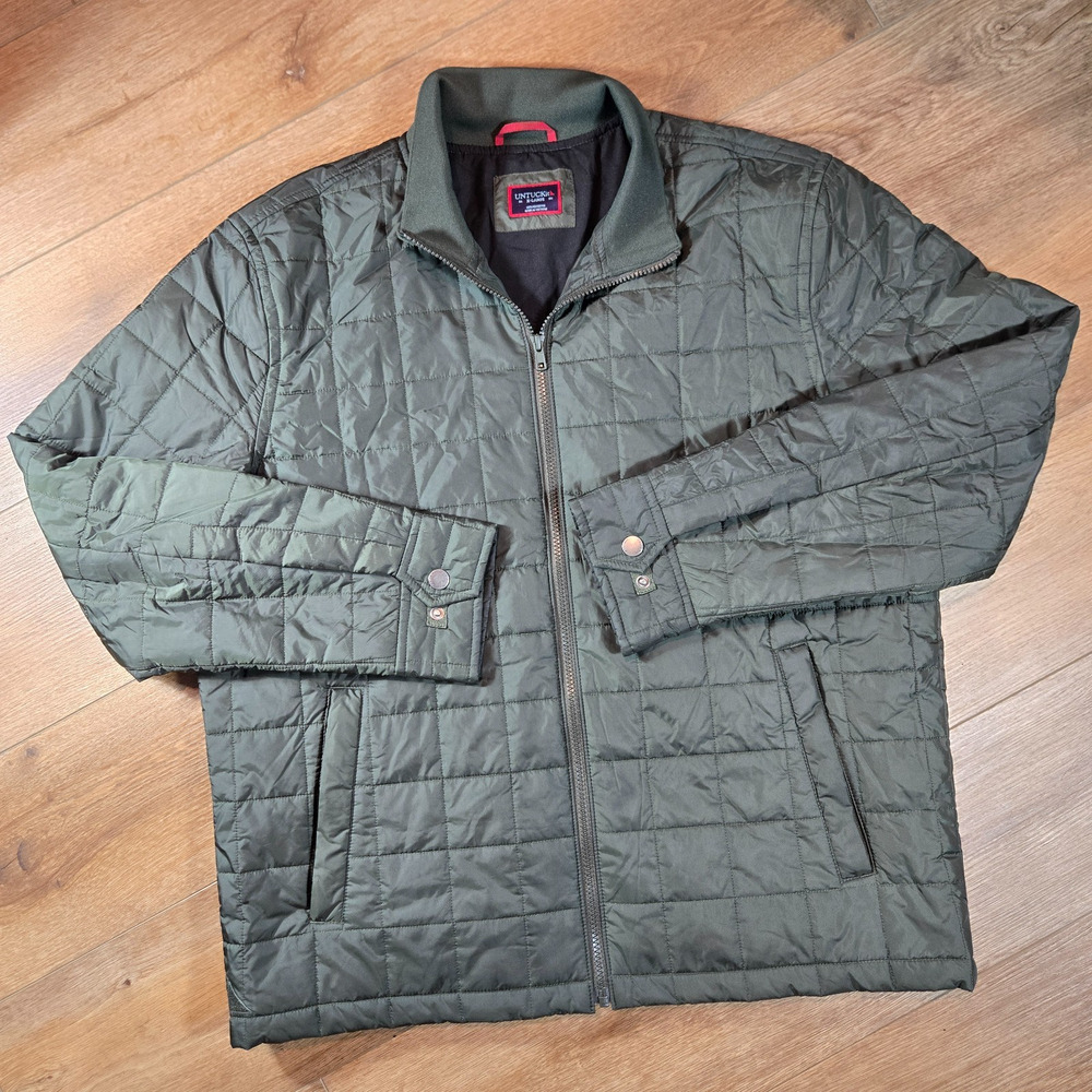 UNTUCKit Marston Quilted Jacket Men XL Green Lightweight Zip Regular Fit Casual